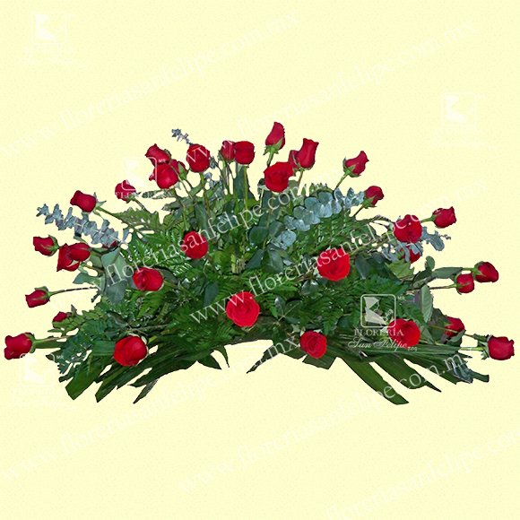 Cubre Caja Luctuoso Con 50 Rosas Rojas