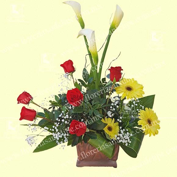Arreglo Con Rosas, Gerberas y Alcatraces