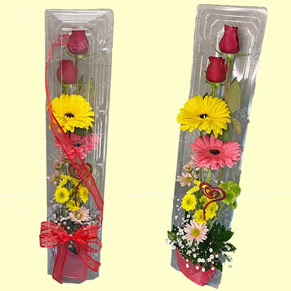 Estuche Con Rosas y Gerberas