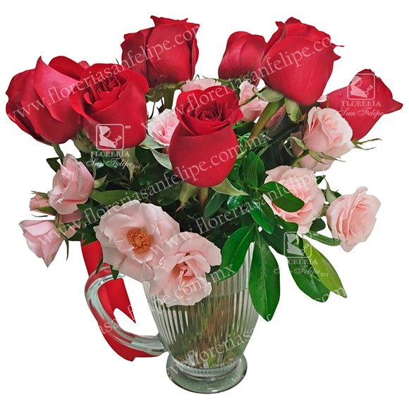 Jarra de Cristal Con Rosas