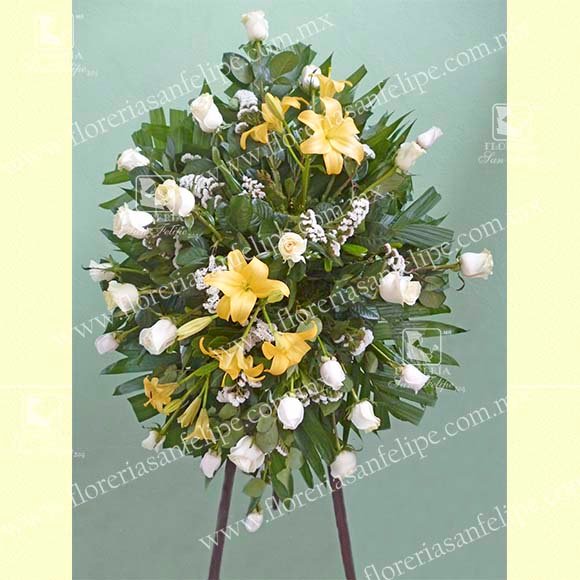 Medallón Luctuoso Con 24 Rosas y Lilis
