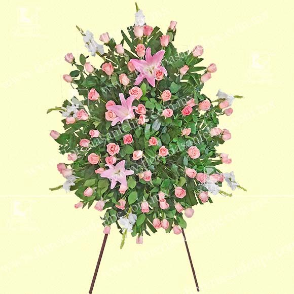 Medallón Luctuoso Con 75 Rosas y Lilis