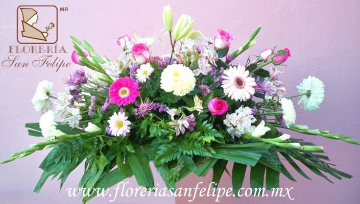 Cubre Caja Luctuoso Chico Con Gerberas Y Rosas